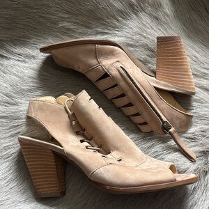 Paul Green nubuck heeled sandals taupe 3.5 UK 6 US